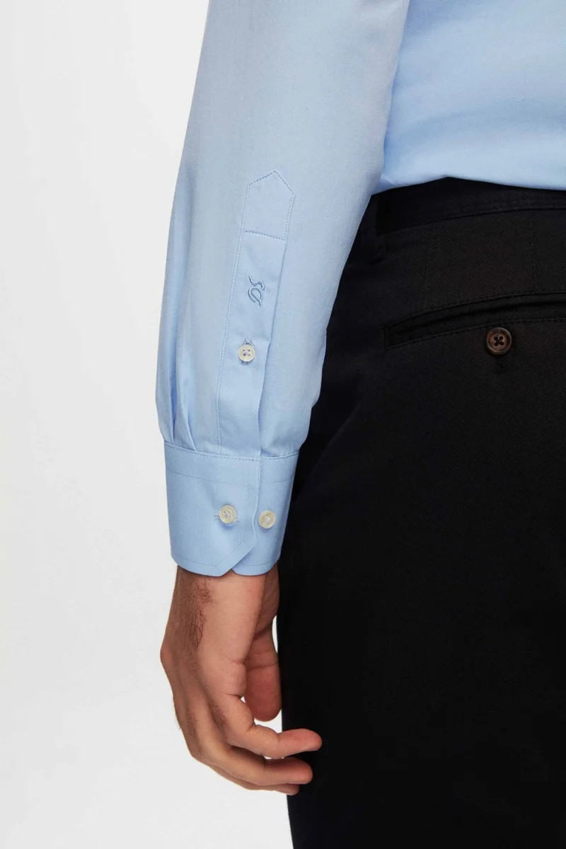 دي أس دامات D'S Groom Slim Fit Blue Plain Easy Iron Shirt 2HE02TR00139M