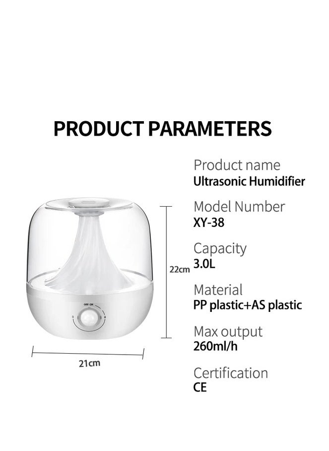 Generic Humidifier, 3L, Ultrasonic Cool Mist, UV Light Bacteria Air Purifier, Top Filled, Suitable for Kids, Adults, Yoga, Sleep, Office, Home  - Image 3
