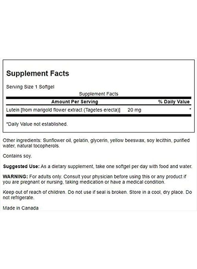 SWANSON Lutein 20 Milligrams 120 Sgels - Image 2