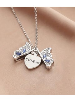 Home Clearance Sale 1Pcs Fashion Classic Openable Butterfly Love Lady Pendant Necklace Engraved I Love You Romantic Proposal Valentine's Day Gift Jewelry  - Image 1