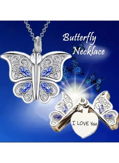 Home Clearance Sale 1Pcs Fashion Classic Openable Butterfly Love Lady Pendant Necklace Engraved I Love You Romantic Proposal Valentine's Day Gift Jewelry  - Image 2
