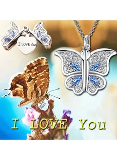 Home Clearance Sale 1Pcs Fashion Classic Openable Butterfly Love Lady Pendant Necklace Engraved I Love You Romantic Proposal Valentine's Day Gift Jewelry  - Image 5