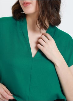 Dennis Lingo Regular Fit Green Viscose Moss Top V-Neck  - Image 4
