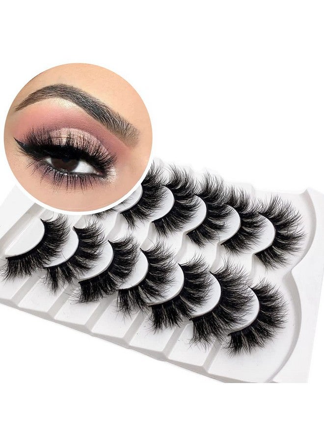 Veleasha False Eyelashes Wispy Faux Mink Lashes Fluffy Handmade Fake Eyelashes Natural Look 7 Pairs Pack Luxury Cat Eye Lashes (801) - Image 1