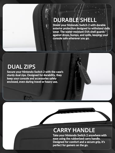 Orzly Case for Nintendo Switch 2 Protective Travel Carry Case with Screen Padding, Game Cards & microSD Slots with Zipped & Open Pockets for Console Accessories - Gift Box Edition - Image 4
