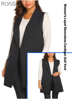 roaiss Women'S Fashion Casual Blazer Vest Classic Lapel Sleeveless Jacket Practical Pockets On Both Sides  - Image 1