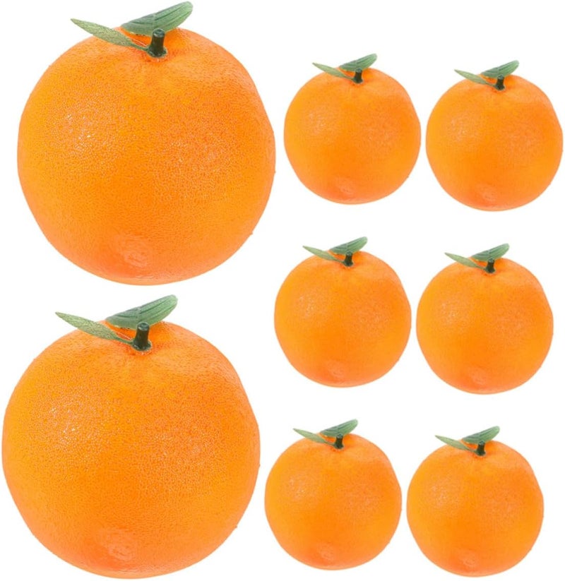 Homoyoyo 8pcs Artificial Orange Fruit Ornaments Leaves Lifelike Foam Fake Oranges Set for Home Décor Table Display Party Decoration Realistic Simulated Fruits - Image 1