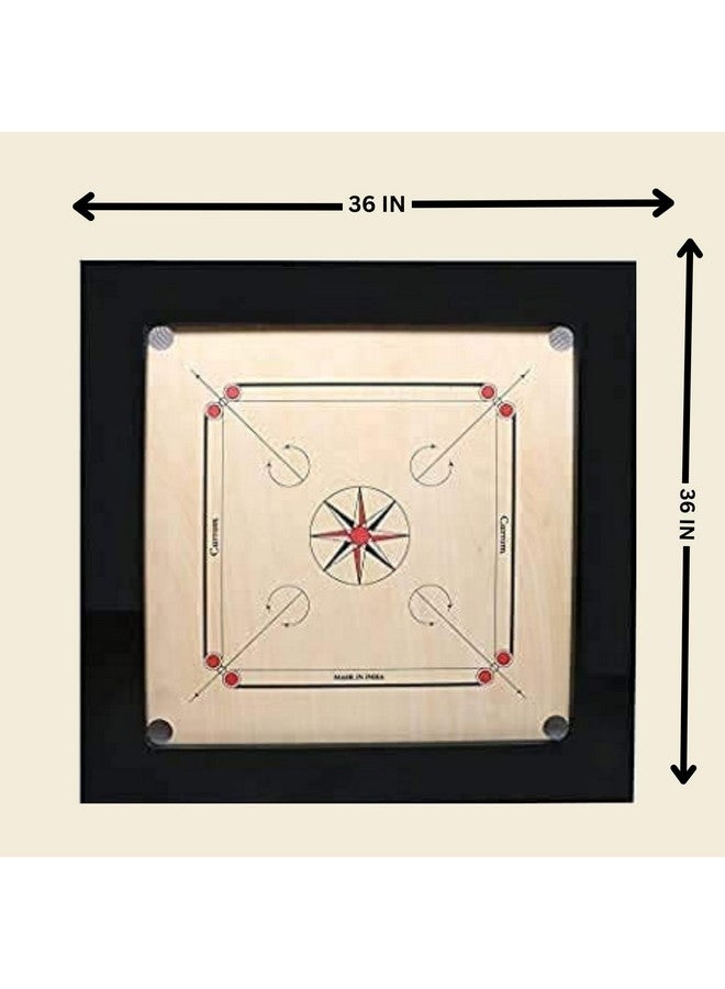 JTC 36 Inch Waterproof Carrom Board for Kids (36 Inch Carrom, 1.5" Border) Carrom Board Best Full Size for Serious Professional Practice with Coins Striker and Powder Beige - Image 4