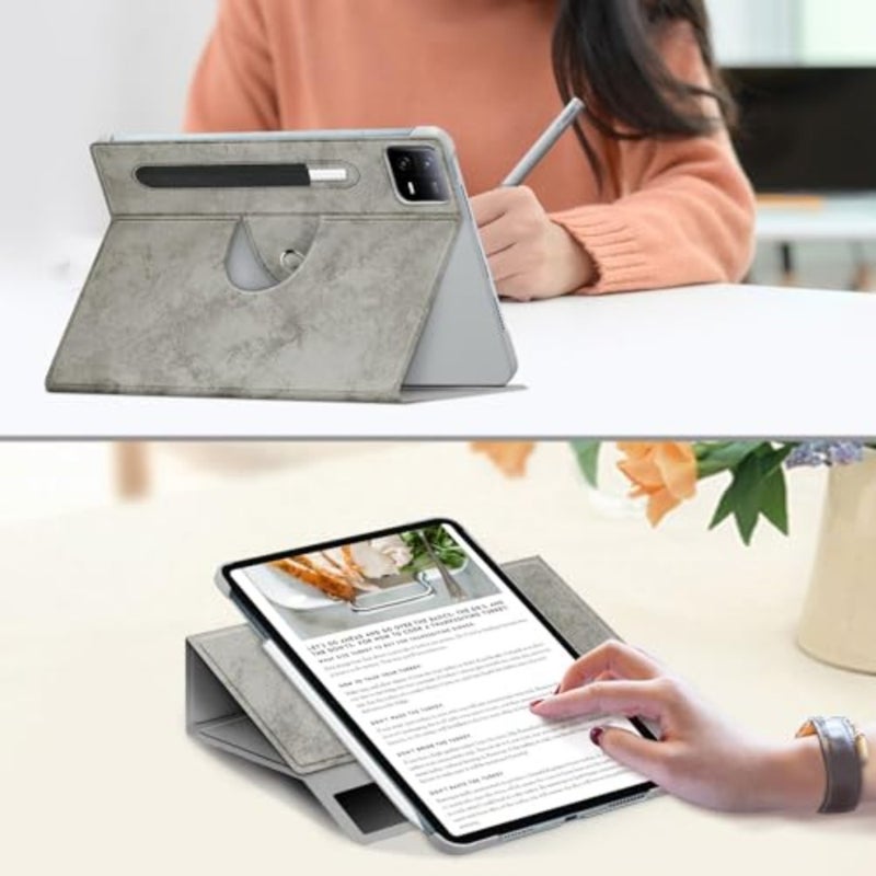 360° Adjustable Swivel Case for Xiaomi Pad 6/6 Pro, Comes with external pen holder, with Xiaomi Pad 6 Tablet 11 inch Latest Multi-Angle Stand Cover for Mi Pad 6 Pro Tablet Gray, Does Not Include Pen - Image 3