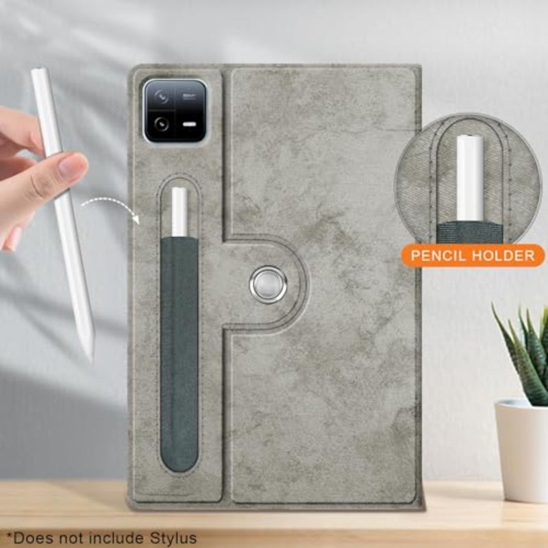 360° Adjustable Swivel Case for Xiaomi Pad 6/6 Pro, Comes with external pen holder, with Xiaomi Pad 6 Tablet 11 inch Latest Multi-Angle Stand Cover for Mi Pad 6 Pro Tablet Gray, Does Not Include Pen - Image 2