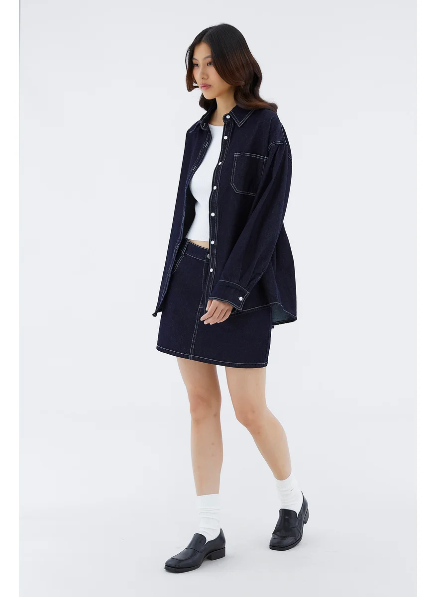 The Editor's Market Dawne Mid-Rise Mini Denim Skirt