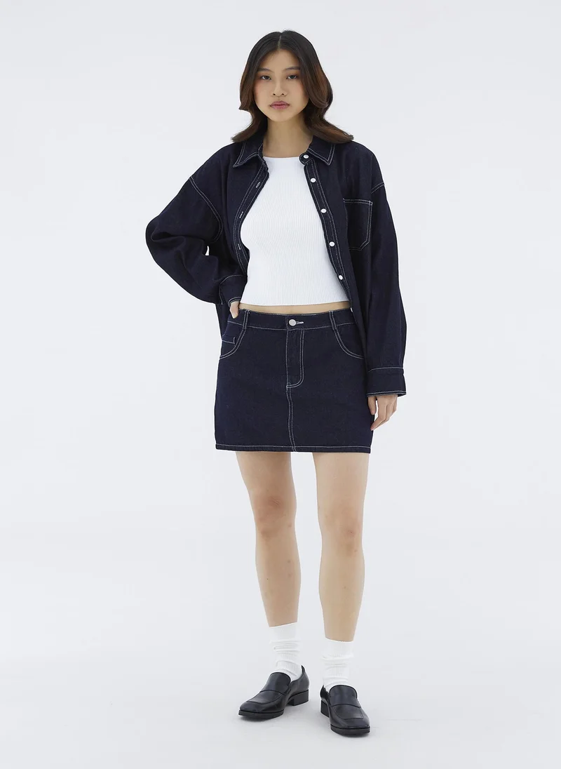 The Editor's Market Dawne Mid-Rise Mini Denim Skirt