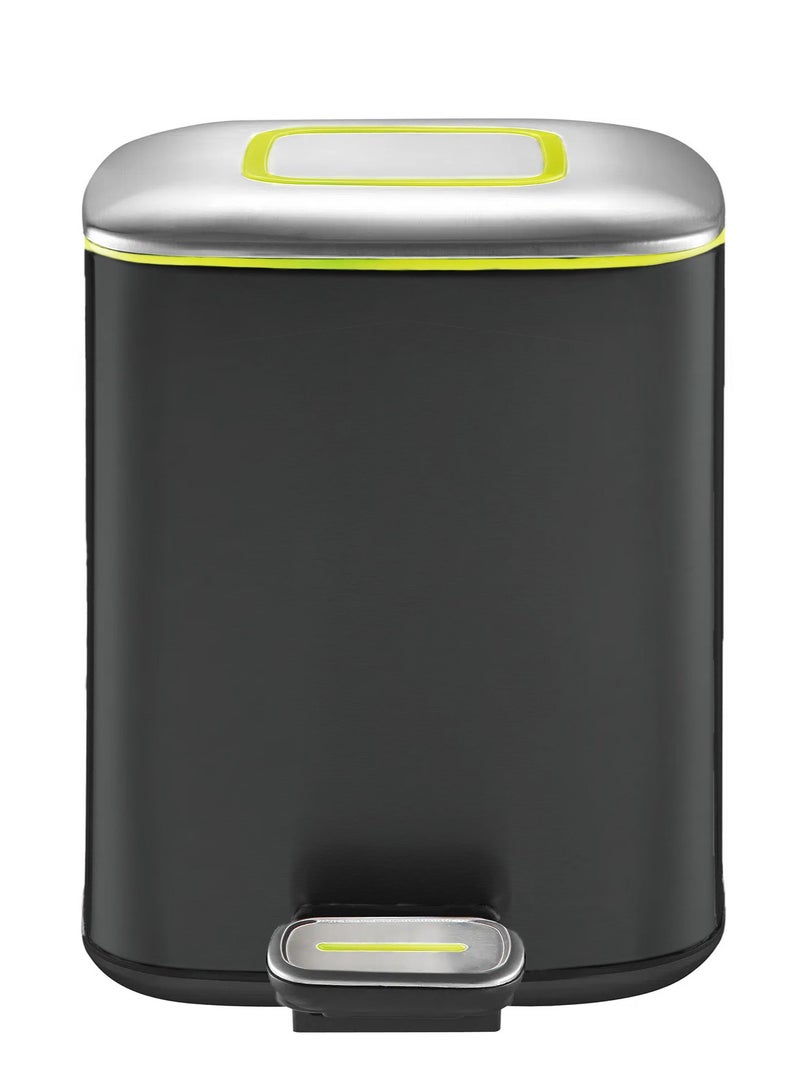 EKO REGENT SERIES | Brushed Stainless Steel Finish | Soft-Closing | Fingerprint-Resistant | Pedal Trash & Garbage Bin | Multiple Sizes ( 6 - 20 Liters ) & Colors  | 12 Liters | Charcoal Black  - Image 1