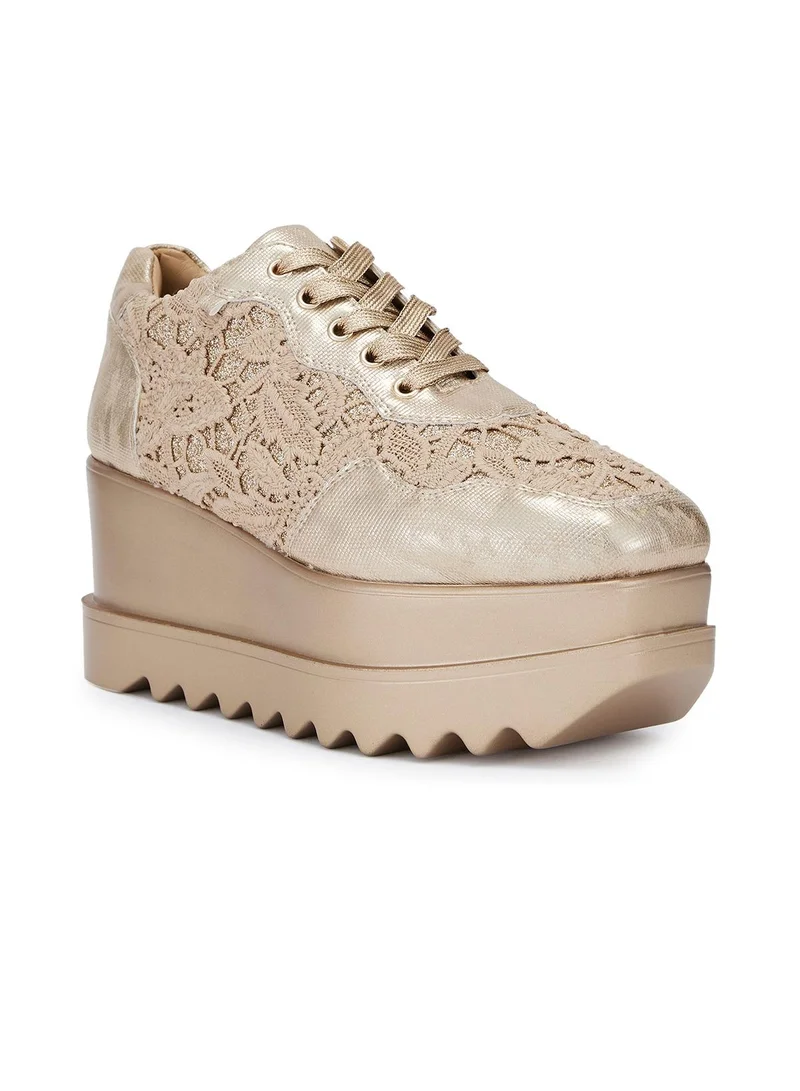 Anaar Anaar Rustique WEDGE SNEAKERS, Womens Festive, Special Occasion and Partywear Premium Shoes