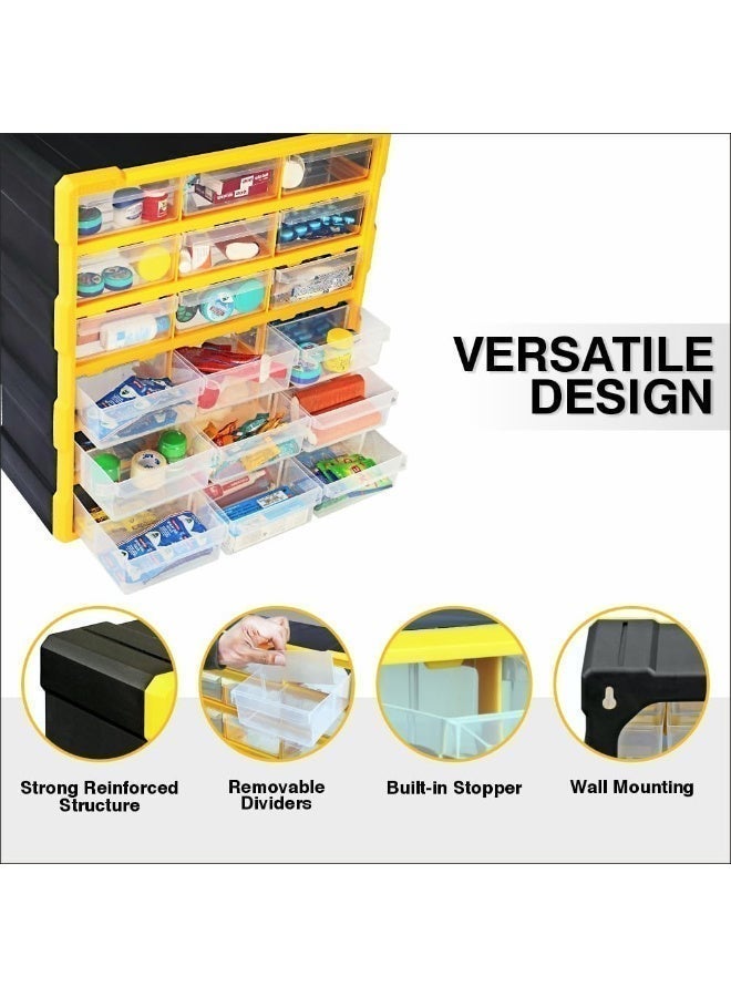 Alkon Plastic Component Organizer with 18 Drawers ACO 18 Small Parts Storage Unit | Organization Cabinet | Office Supplies | Stationary | Nuts, Screws & Bolts | Small Hardware | Workshop & Garage | DIY | Hobbies | Crafts | LEGO | Toys | Collectables | Sewing | Jewellery | Pharmacy | Medicine | Clinic | Hospital | Shop | Mobile | Electronics | Cables - Image 3