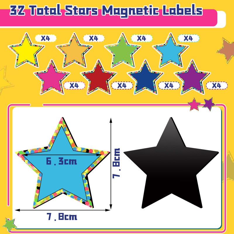 Tudomro 32 Pcs Stars Magnetic Accents Number Stars Whiteboard Magnets Colorful Fridge Magnets for School Teacher Office Classroom Bulletin Home Refrigerator Decoration Supplies - Image 3