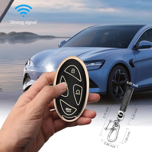 QBUC for Hyundai Ioniq 6 Key Fob Cover,Soft TPU 360 Degree Car Key Case Protector with Leather Keychain Compatible with Hyundai Ioniq 6 Grandeur GN7 KONA 2023 2024 Smart 5 Buttons Smart Key(Black) - Image 4