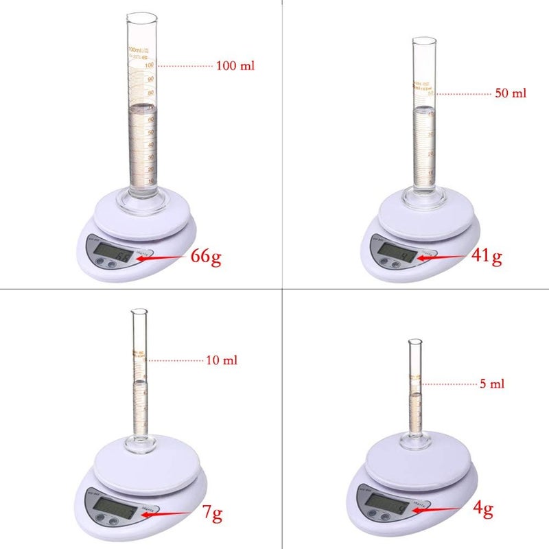 BOMEX Glass Graduated Cylinder Set Thick Measuring Cylinders 5ml 10 ml 50ml 100ml with 2 Glass Stirring Rod and 1 Brush - Image 4