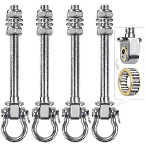 BeneLabel Heavy Duty Swing Hangers with Bearings - Set of 4 Stainless Steel 304 Hardware for Wood & Metal Beams - Ideal for Hanging Hammocks, Yoga Swings, Porch Swing - 1500LB Capacity - 7" x M2/5" - Image 1