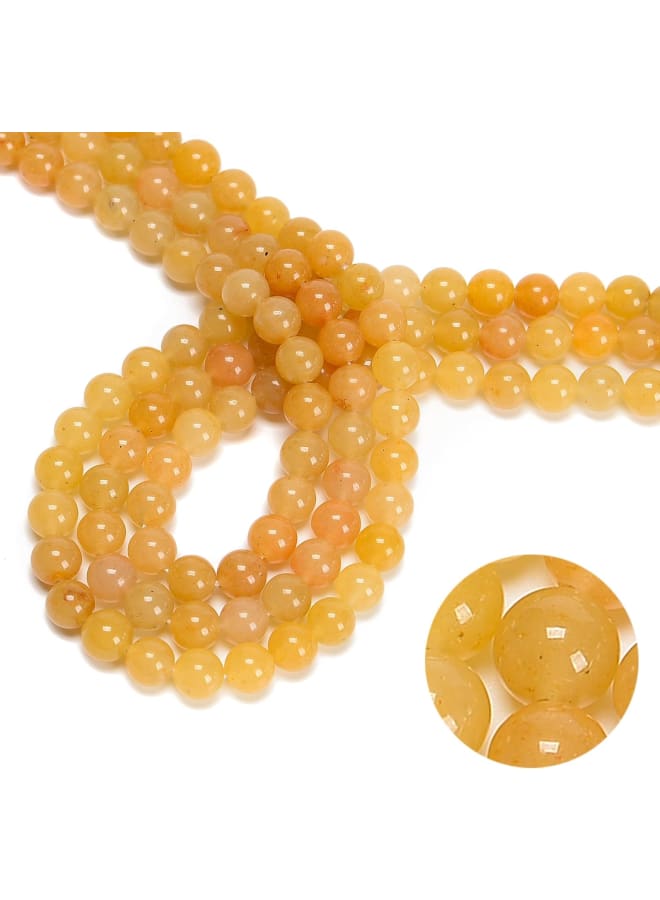 8 مللي متر 95 قطعة افينتورين الأصفر الطبيعي السلس الجولة حقيقية الحجر الكريم الأحجار الكريمة DIY بها بنفسك الخرز لصنع المجوهرات - Image 3