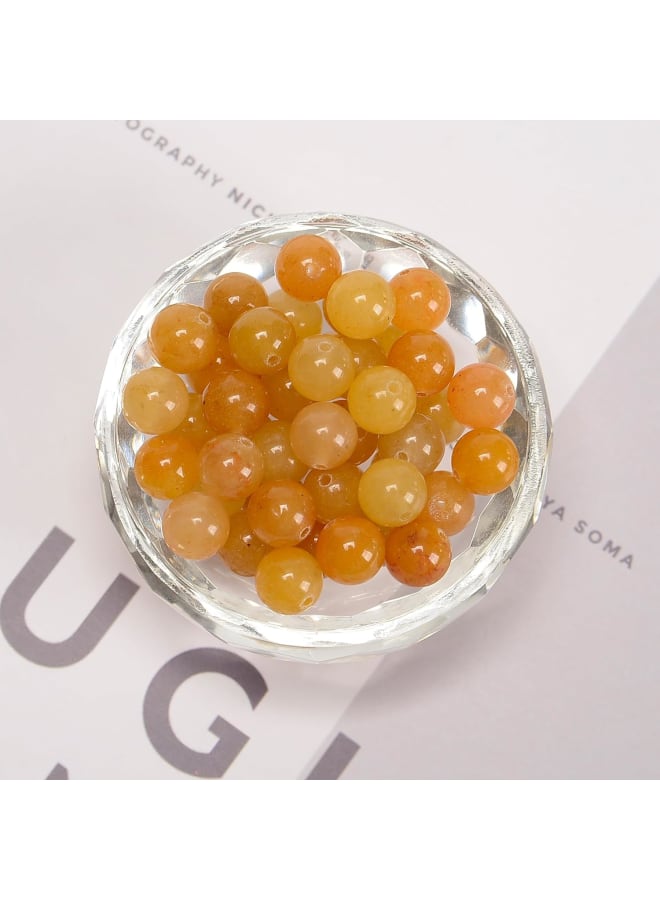 8 مللي متر 95 قطعة افينتورين الأصفر الطبيعي السلس الجولة حقيقية الحجر الكريم الأحجار الكريمة DIY بها بنفسك الخرز لصنع المجوهرات - Image 4