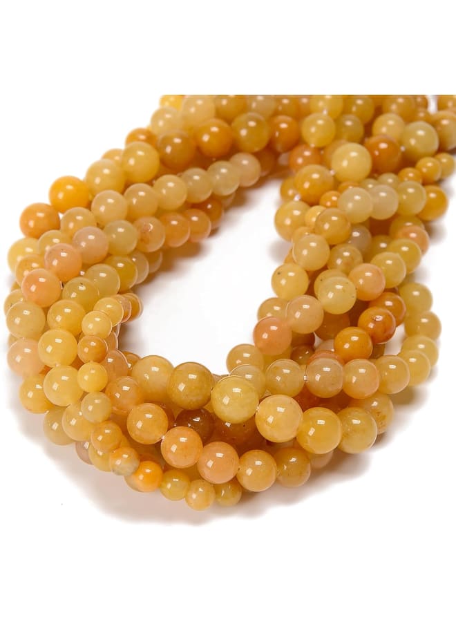 8 مللي متر 95 قطعة افينتورين الأصفر الطبيعي السلس الجولة حقيقية الحجر الكريم الأحجار الكريمة DIY بها بنفسك الخرز لصنع المجوهرات - Image 2