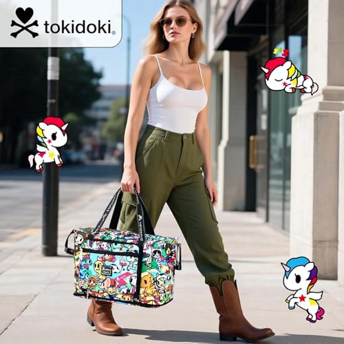 Tokidoki Unicorno Weekender Bags for Women travel Expandable Carry on Bag with Trolley Sleeve Foldable Duffle for Work Green - Image 3