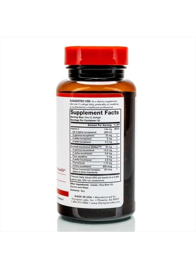 Olympian Labs Vitamin E Complete Tocomin, 200IU 60 Softgels, Fight Free Radicals, Supports Brain, Skin & Hair, 60 Servings  - Image 3