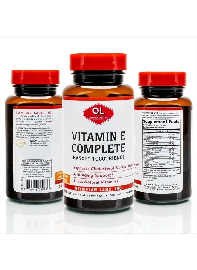 Olympian Labs Vitamin E Complete Tocomin, 200IU 60 Softgels, Fight Free Radicals, Supports Brain, Skin & Hair, 60 Servings  - Image 2