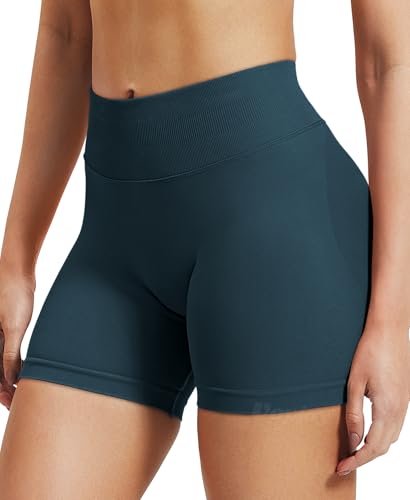 VOYJOY Women Workout Impact Shorts 2.5"/ 3.6"/ 4.5"/ 6" Scrunch Butt Lifting Gym Seamless Booty Biker Shorts Navy Green - Image 3