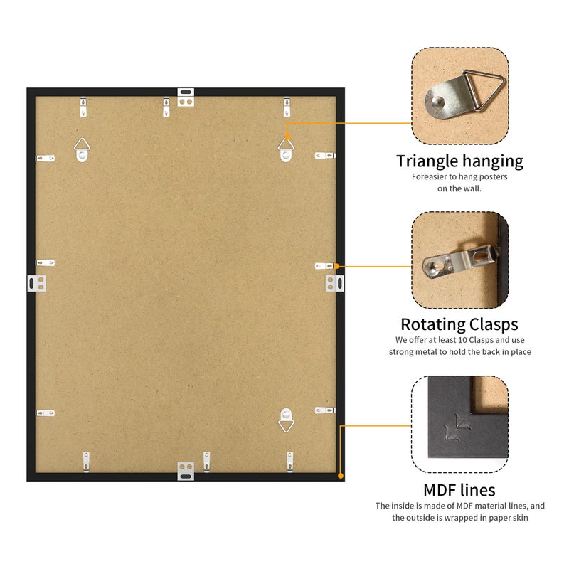 YESKAY 24x30 Picture Frame 3 Pack - Black Poster Frame Display Pictures 18x24 with Mat or 24 x 30 Without Mat for Wall Hanging Horizontal and Vertical - Image 4