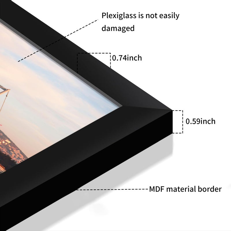 YESKAY 24x30 Picture Frame 3 Pack - Black Poster Frame Display Pictures 18x24 with Mat or 24 x 30 Without Mat for Wall Hanging Horizontal and Vertical - Image 5