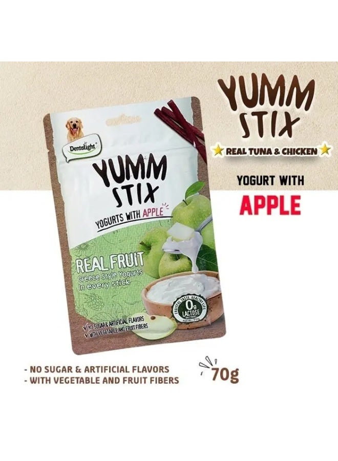 Dentalight Yumm Stix For Dogs-Wet & Soft - Yogurts With Apple 70g - Image 2