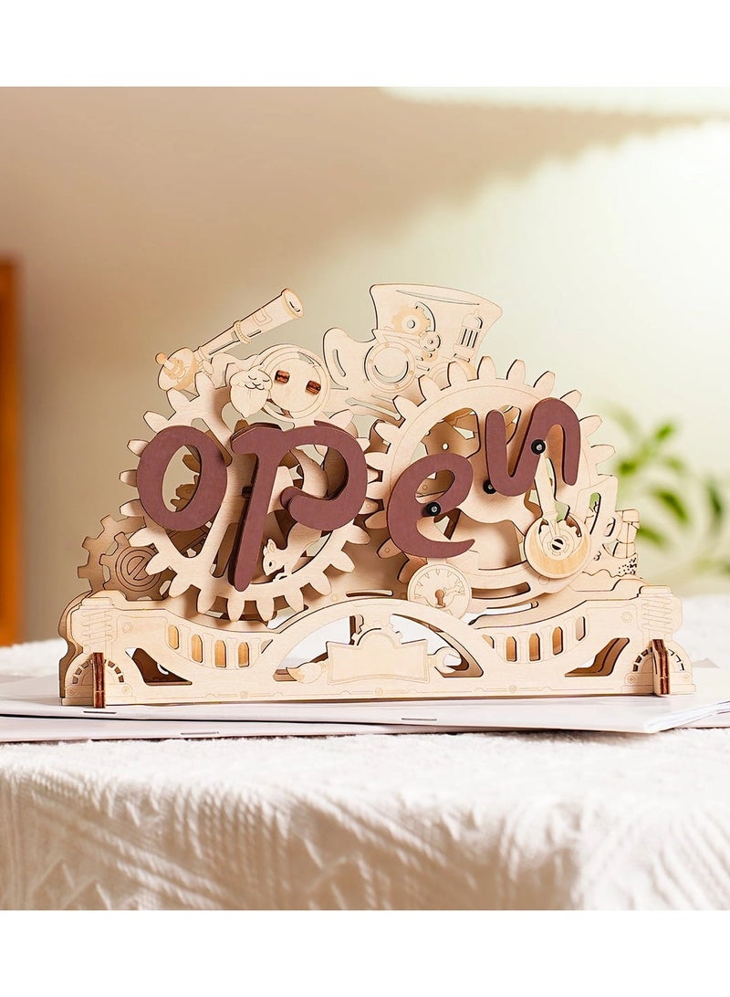 ROKR Open Closed Sign 3D Puzzle, Mechanical Wooden Model - Image 1