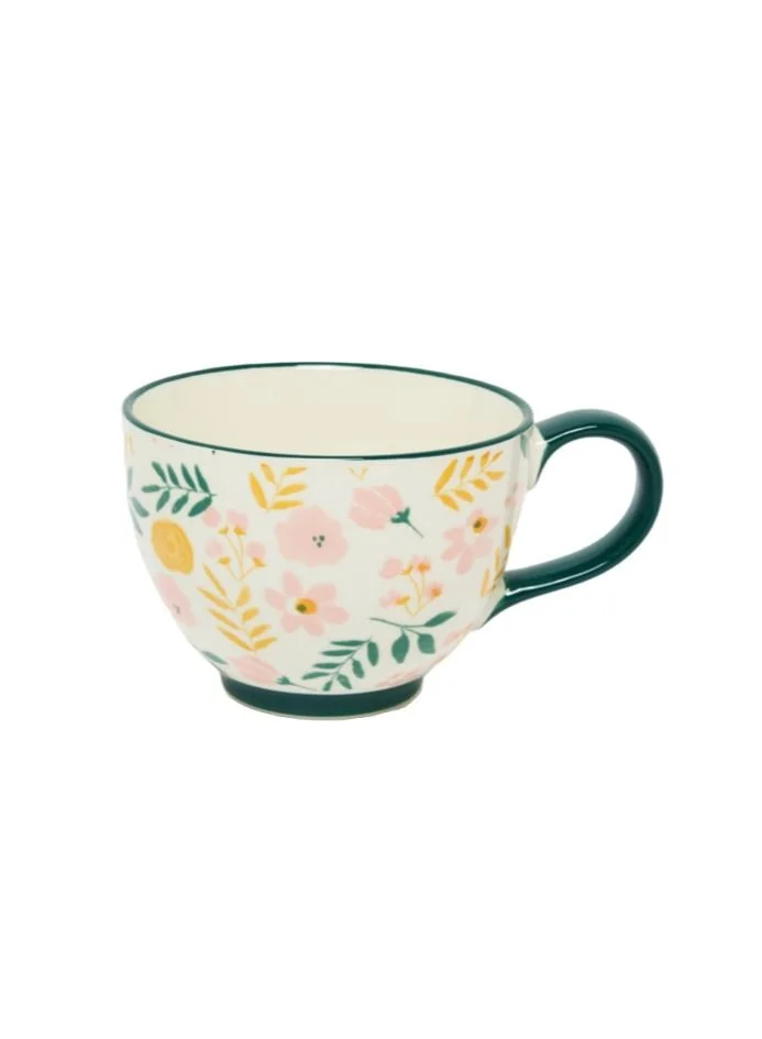 Prickly Pear Floral Green Handle Mug