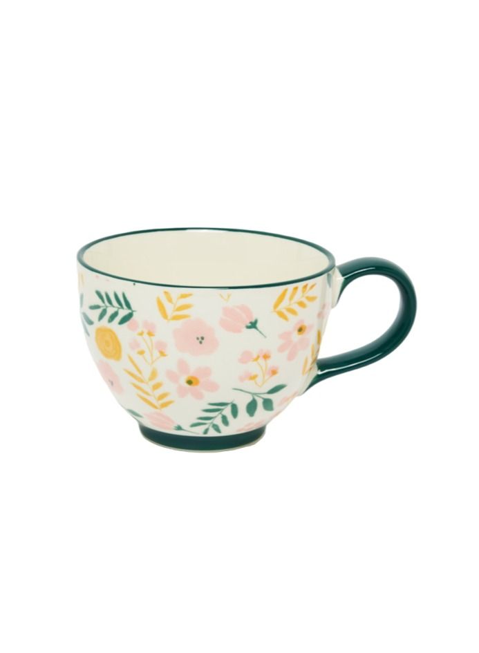 Prickly Pear Floral Green Handle Mug - Image 1