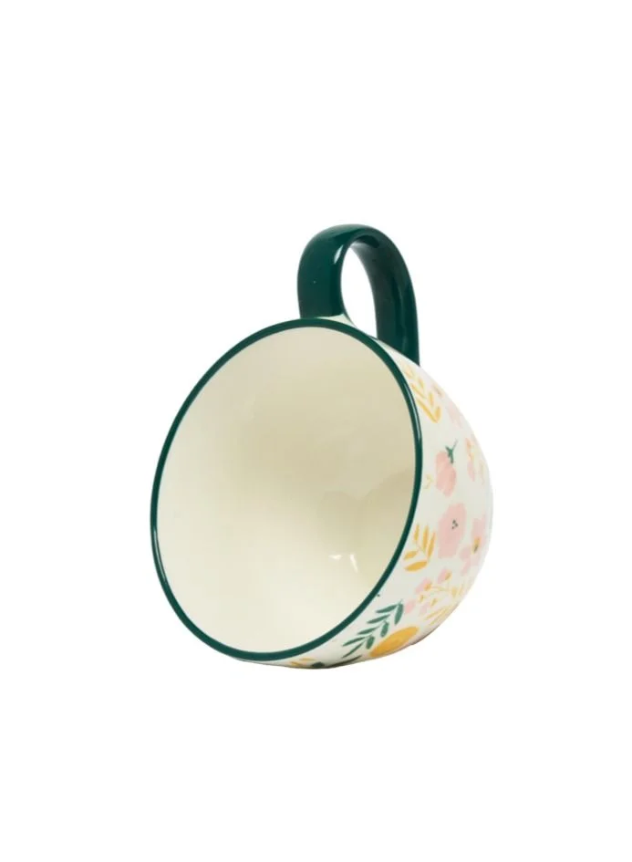 Prickly Pear Floral Green Handle Mug