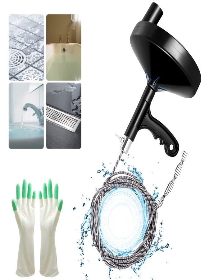 Drainsoon Drain Auger 7.6m, Plumbing Snake Drain Auger Sink Auger Hair Clog Remover, Heavy Duty Pipe Snake for Bathtub Drain, Bathroom Sink, Kitchen and Shower, Snake Drain Cleaner Comes with Gloves - Image 1