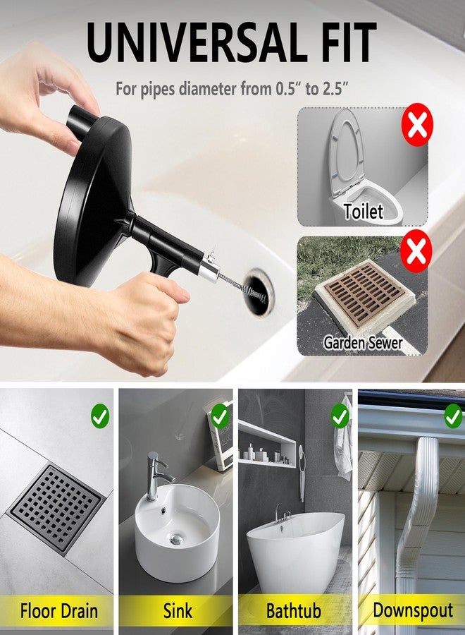 Drainsoon Drain Auger 7.6m, Plumbing Snake Drain Auger Sink Auger Hair Clog Remover, Heavy Duty Pipe Snake for Bathtub Drain, Bathroom Sink, Kitchen and Shower, Snake Drain Cleaner Comes with Gloves - Image 2