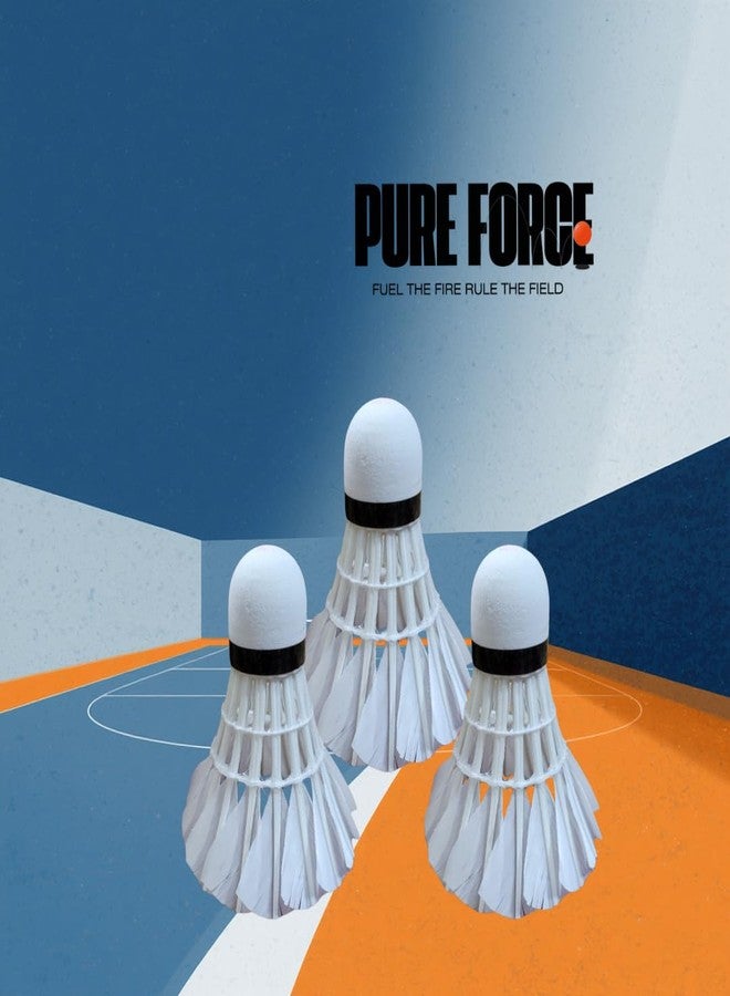 كرات تنس الريشة PUREFORCE، ريش، أبيض، سرعة 76، للعب في الأماكن المغلقة والمفتوحة، عبوة من 6 كرات - Image 2