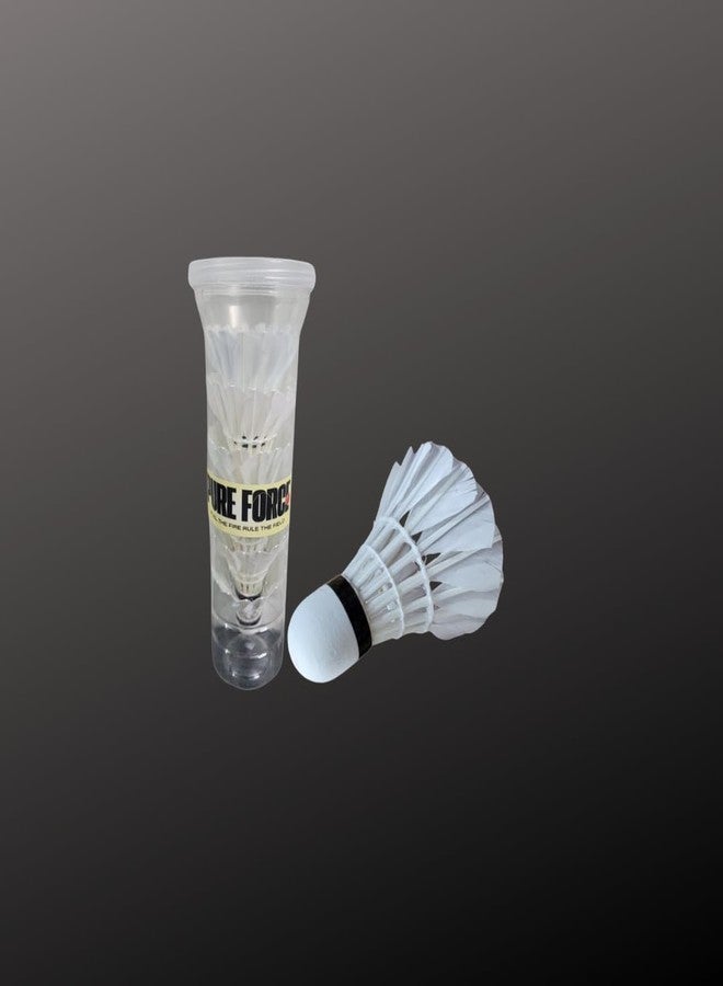كرات تنس الريشة PUREFORCE، ريش، أبيض، سرعة 76، للعب في الأماكن المغلقة والمفتوحة، عبوة من 6 كرات - Image 1