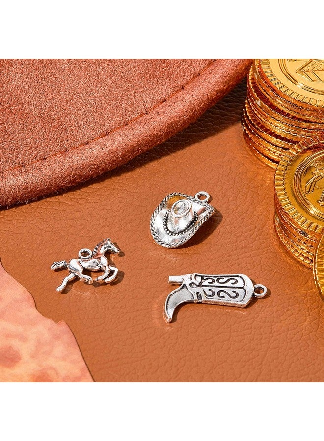 جونكين 90 قطعة من حلي رعاة البقر الغربيين من سبائك الفضة العتيقة حلي على شكل حصان وقبعة وحذاء رعاة البقر حلي صغيرة لرعاة البقر لصنع الأقراط والأساور والقلائد والمجوهرات - Image 3