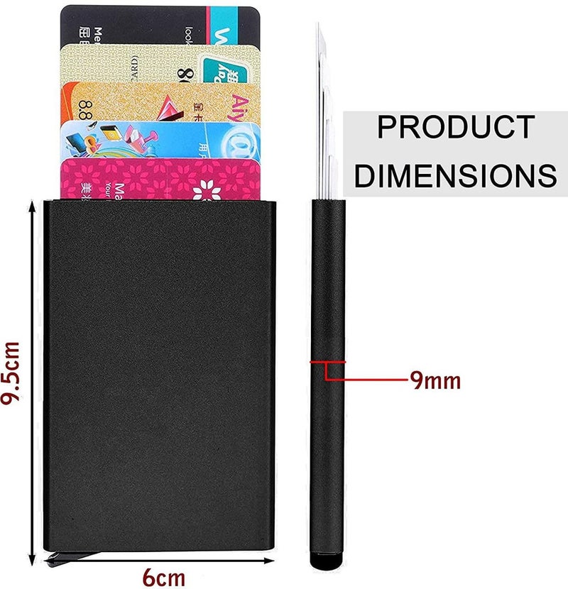 NAPA HIDE RFID Blocking Card Holder Wallet for Men & Women | Pop-Up Aluminium Slim Credit/Debit Card Case | One Click Access (Black1) - Image 4