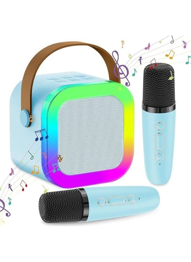HOOKOR Mini Karaoke Machine for Kids Gifts Adults (Cute Little & Portable) Bluetooth Speaker with Wireless Microphone (Sound Loud) Birthday Gifts for Girls 3-12 Years Old Toddler Toys (Blue)  - Image 1