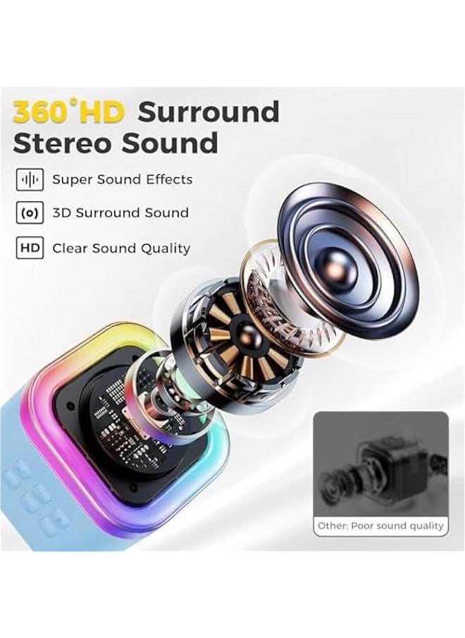 HOOKOR Mini Karaoke Machine for Kids Gifts Adults (Cute Little & Portable) Bluetooth Speaker with Wireless Microphone (Sound Loud) Birthday Gifts for Girls 3-12 Years Old Toddler Toys (Blue)  - Image 2