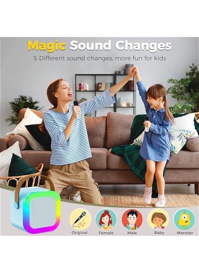 HOOKOR Mini Karaoke Machine for Kids Gifts Adults (Cute Little & Portable) Bluetooth Speaker with Wireless Microphone (Sound Loud) Birthday Gifts for Girls 3-12 Years Old Toddler Toys (Blue)  - Image 3