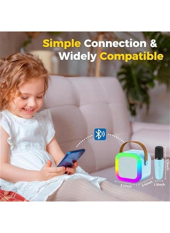 HOOKOR Mini Karaoke Machine for Kids Gifts Adults (Cute Little & Portable) Bluetooth Speaker with Wireless Microphone (Sound Loud) Birthday Gifts for Girls 3-12 Years Old Toddler Toys (Blue)  - Image 4