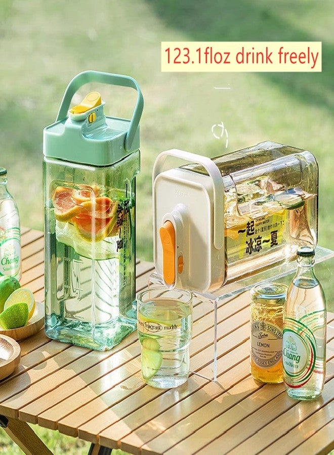 GeRRiT 123fl oz cold water bottle, clear plastic kettle with lid, refrigerator kettle, BPA-free, shatters resistant, perfect for iced tea, Sangria, lemonade, juice, milk, etc (warm white), neutral - Image 2