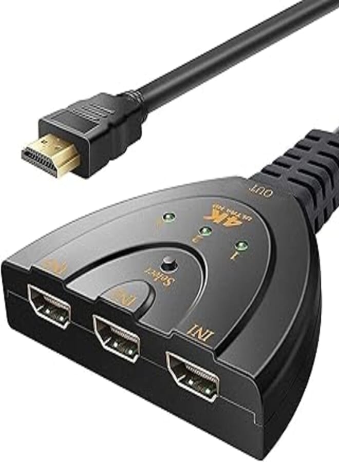OR 3 Port HDMI Auto Switch Splitter HUB Box for HDTV 1080p 3 in 1 Out 2.43ft HDMI Cable Support 3D