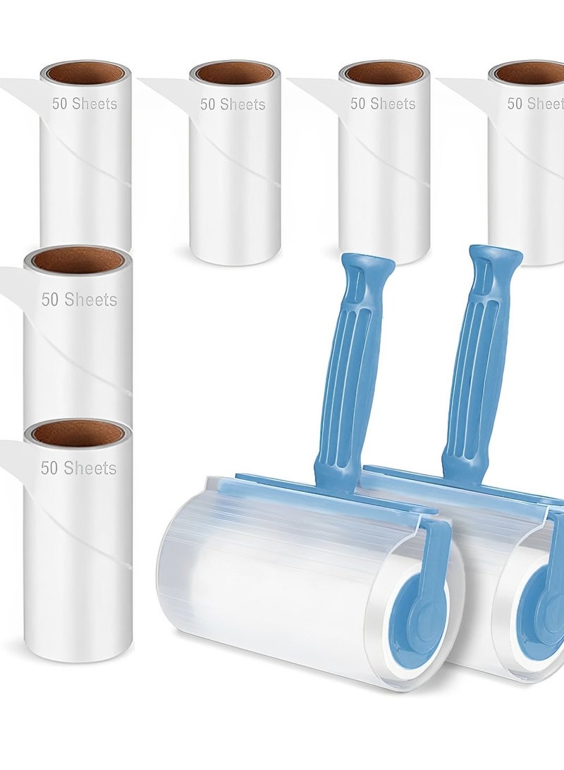 HEXAR Lint Remover Combo Pack 2 Rollers 6 Refills 300 Sheets for Pet Hair Super Sticky Lint Removal Rollers for Clothes Furniture Carpet Car Seats Couch Dog & Cat Hair Remover Lint Rollers - Image 1